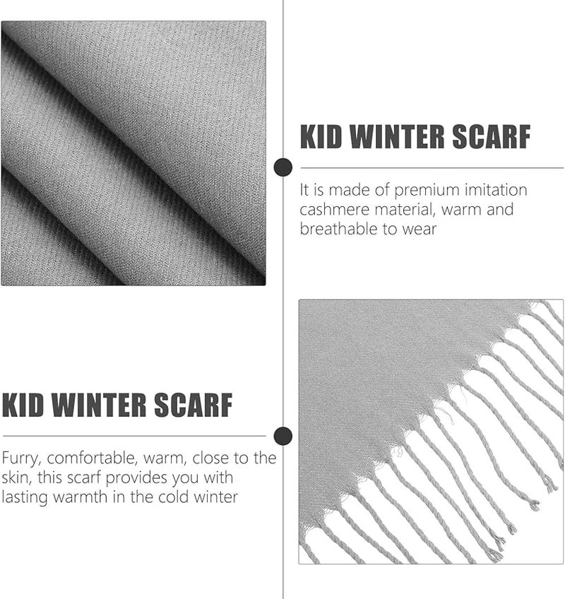 Solid Color Winter Scarf Warm Soft Imitation Cashmere Neck Warmer Shawl for Boys - Image 3
